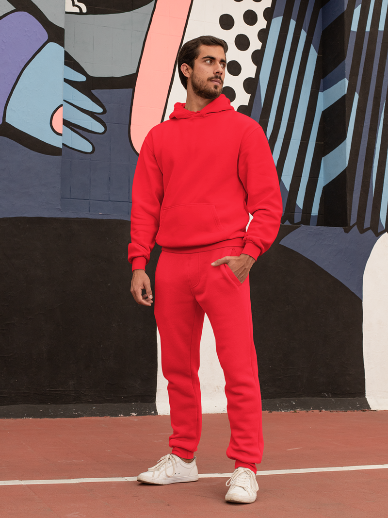 Long Sleeve Sweatshirt and Sweatpants Set For Men Cotton Fleece 320 Gsm Hoodies Pullover Cheap Men Hoodie and Jogger Set