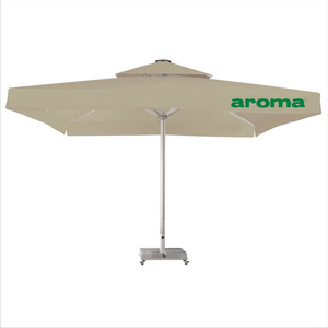 Outdoor Deluxe premium furniture big square LED light red patio umbrella parasol garden  LED light umbrella