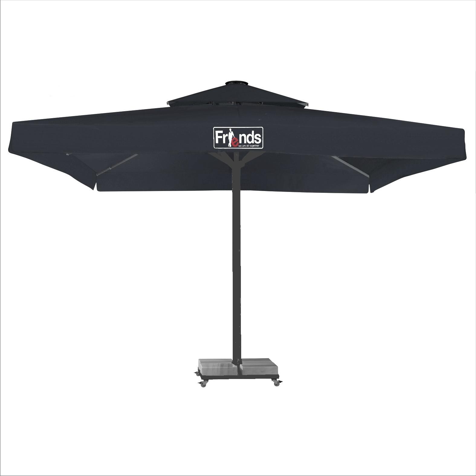 5*5m Outdoor Square Aluminum Center Pole Parasol Custom Print Market Patio Umbrellas