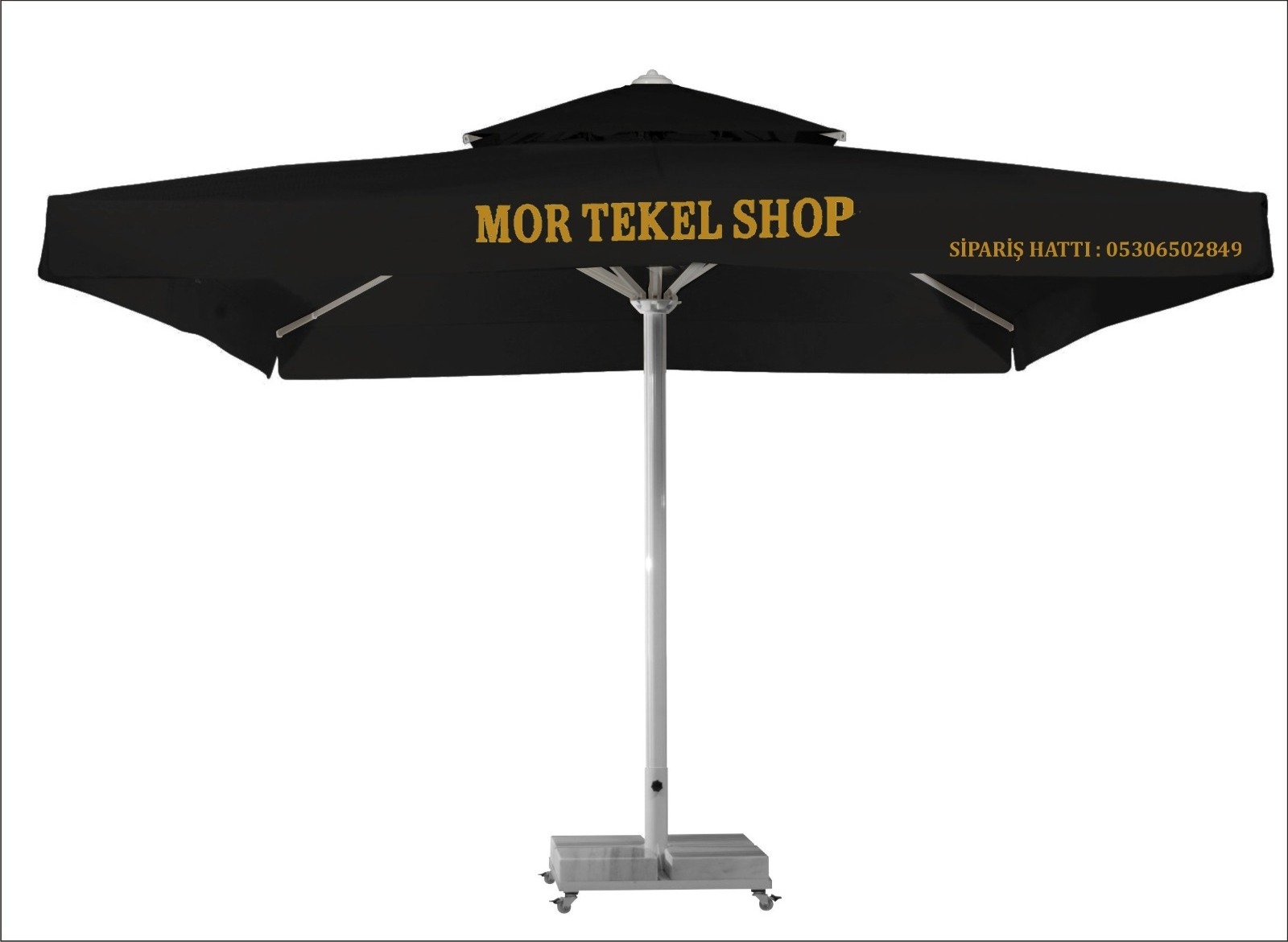 Custom Printed Logo 300x300 cm Outdoor Waterproof Parasol Umbrella 2 Years Warranty Aluminium Frame