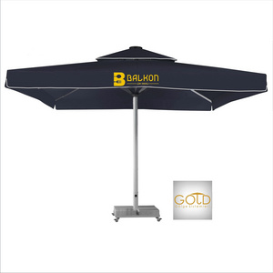 Custom Printed Logo 300x300 cm Outdoor Waterproof Parasol Umbrella 2 Years Warranty Aluminium Frame