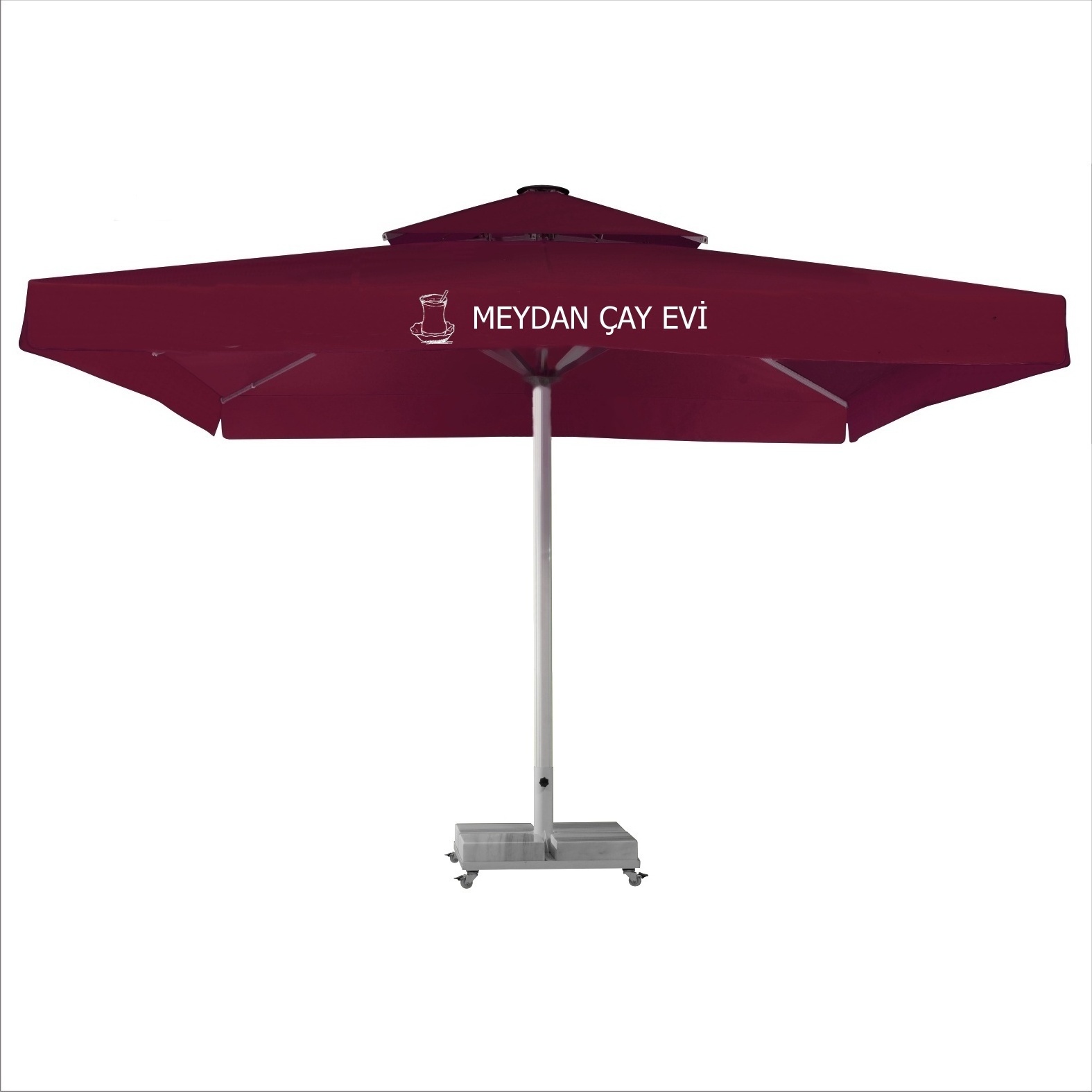 Custom Printed Logo 300x300 cm Outdoor Waterproof Parasol Umbrella 2 Years Warranty Aluminium Frame