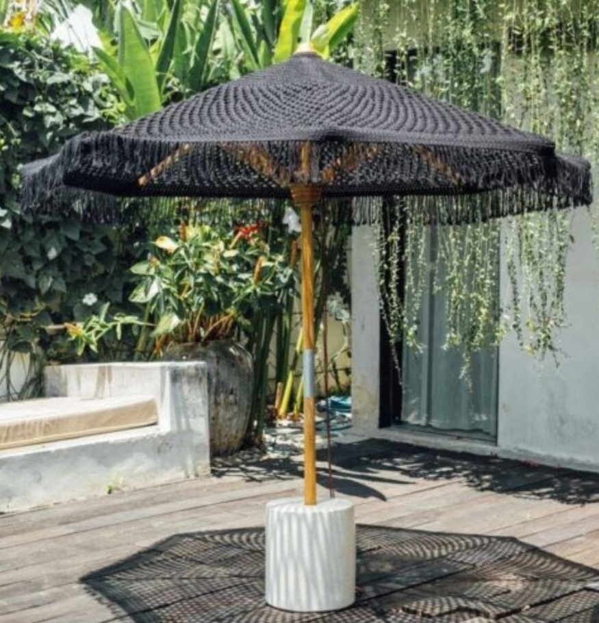 Macrame Cotton Rope Parasols 200cm*200cm handmade tassels woven canopy beach umbrella with fringe