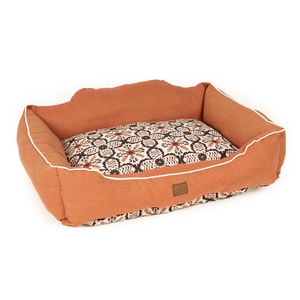 Lazy Hound Washable Top Quality Patterned Orthopedic Bolster Cat Dog Bed Bruno Coral Durable Upsholstery Grade Fabrics Pet Bed