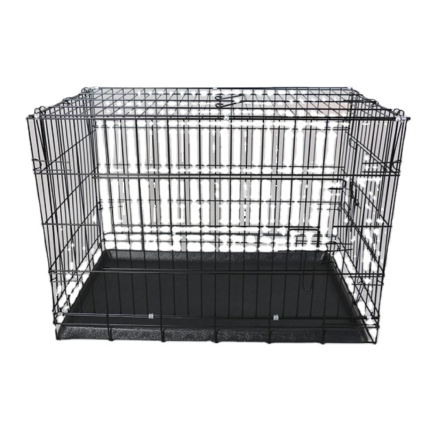 S Fold & Carry  Dog Cages Black Metal Black Plastic Handle Folding Crate Cage for Dogs Metal Kennels Double Door