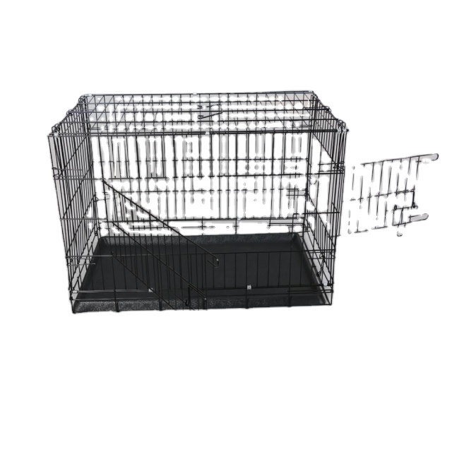 S Fold & Carry  Dog Cages Black Metal Black Plastic Handle Folding Crate Cage for Dogs Metal Kennels Double Door