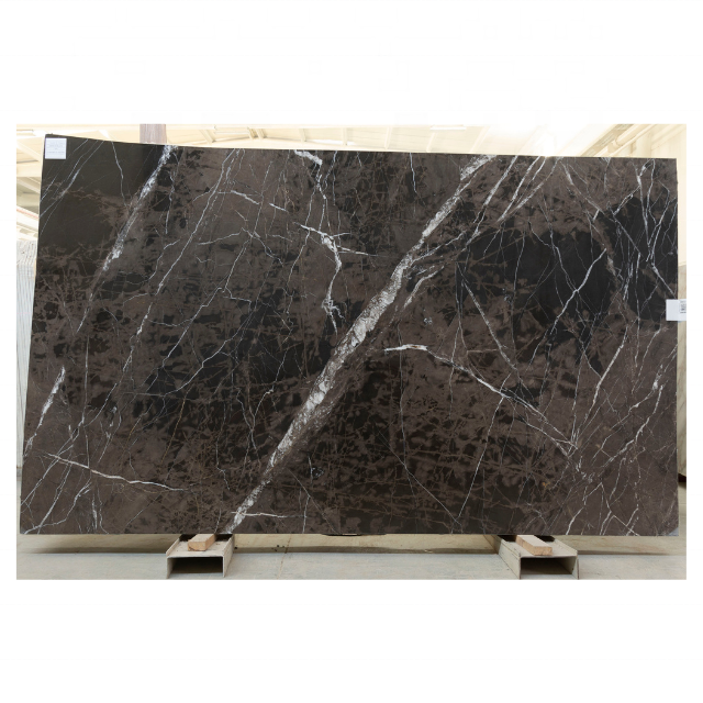 Brown Marble Slab With White Veins Polished Big Slab Bruno Perla Marmor For Countertop And Table