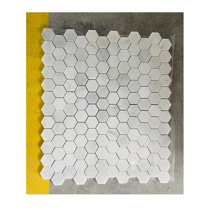 Marble Mosaic Wall White Calacatta Marble Polished Herringbone Stone Mosaic Tile Wholesale Low Price