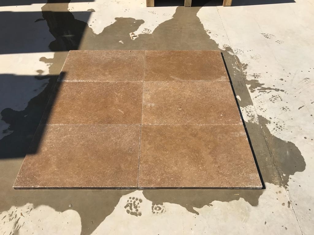 Noche Travertine French Pattern 3cm Paver Tumbled Honed Chiseled Bullnosed Eased Edge For Garden Villa Pool