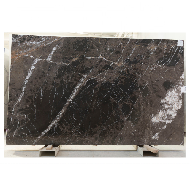 Brown Marble Slab With White Veins Polished Big Slab Bruno Perla Marmor For Countertop And Table