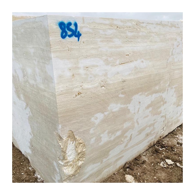 Travertine White  Light Travertine Vein Cut Premium Quality Marble Block From Quarry