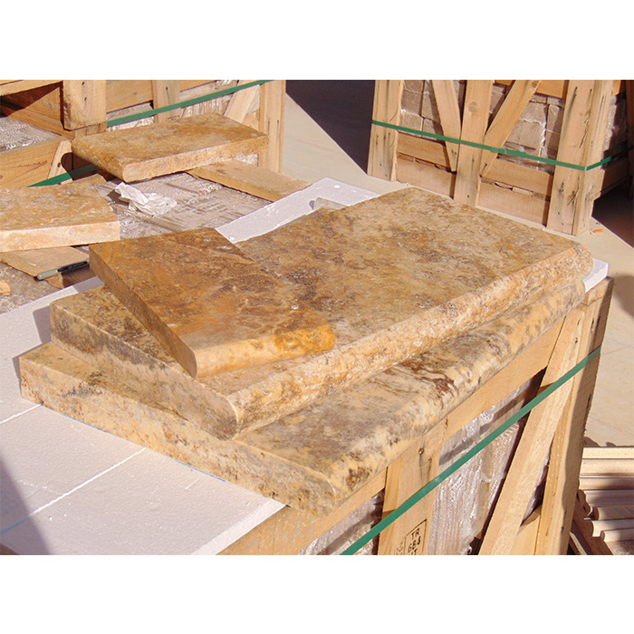 Cheap Price Turkish Yellow Brown Scabos Travertine Natural Stone Pavers Out Door Outdoor