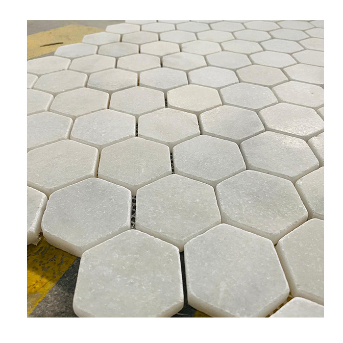 Marble Mosaic Wall White Calacatta Marble Polished Herringbone Stone Mosaic Tile Wholesale Low Price