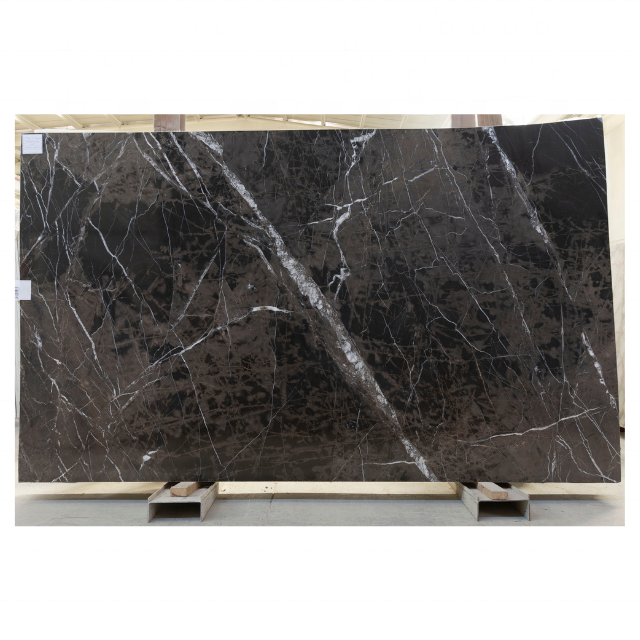 Brown Marble Slab With White Veins Polished Big Slab Bruno Perla Marmor For Countertop And Table