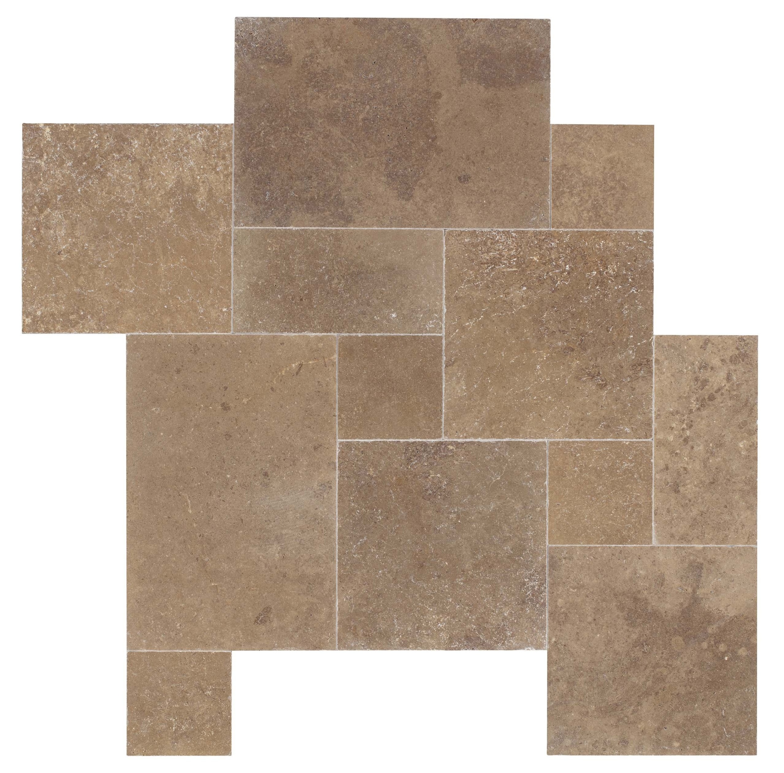 Noche Travertine French Pattern 3cm Paver Tumbled Honed Chiseled Bullnosed Eased Edge For Garden Villa Pool