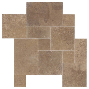 Noche Travertine French Pattern 3cm Paver Tumbled Honed Chiseled Bullnosed Eased Edge For Garden Villa Pool