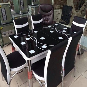 Ibiza Glass Expandable Dining Tables Promotion Dining Room Set With 4 Chair Best Seller Glass Table Chair Set