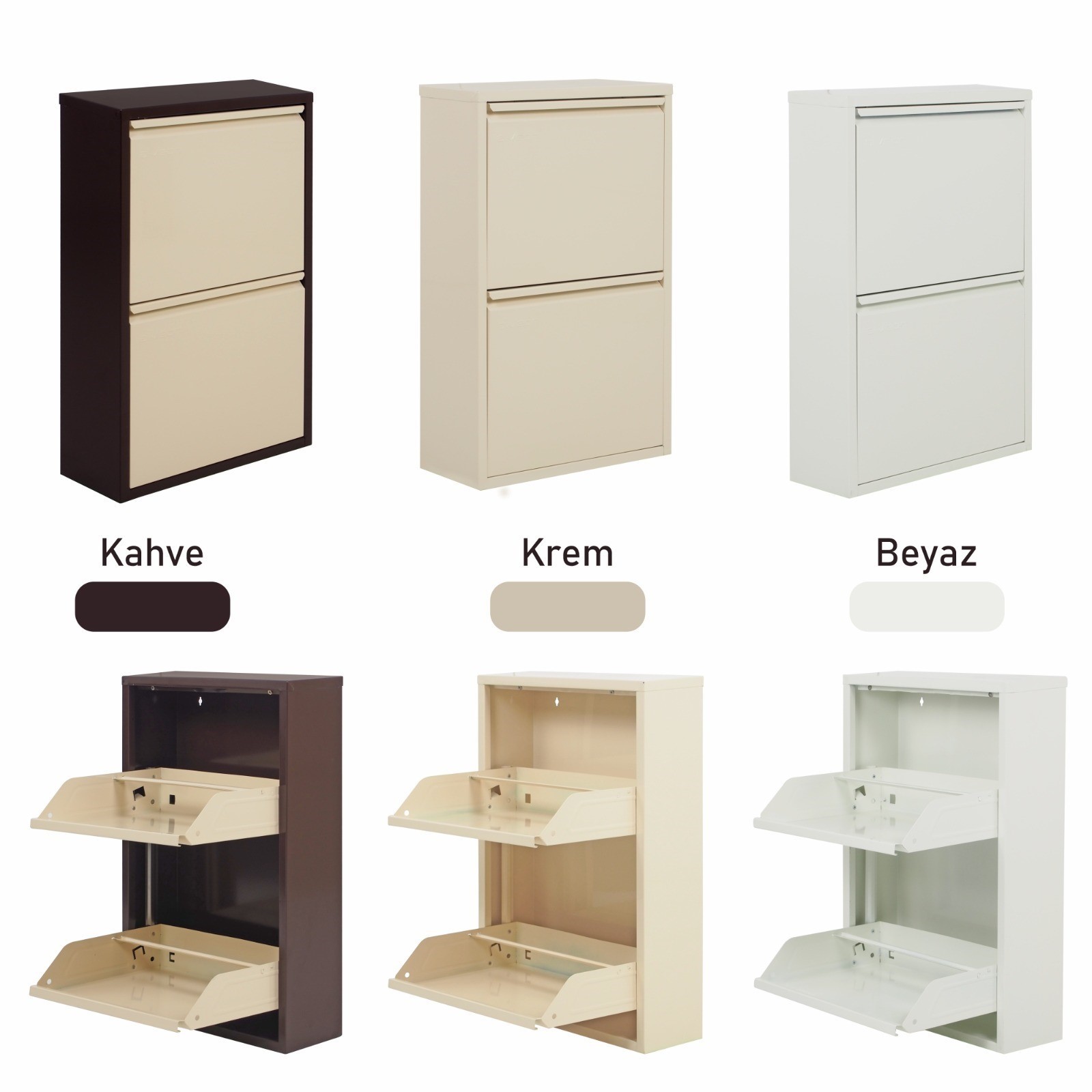 Metal Shoe Cabinet 2 Layers with High Quality Wall Mounted Modern Shoe Cabinet