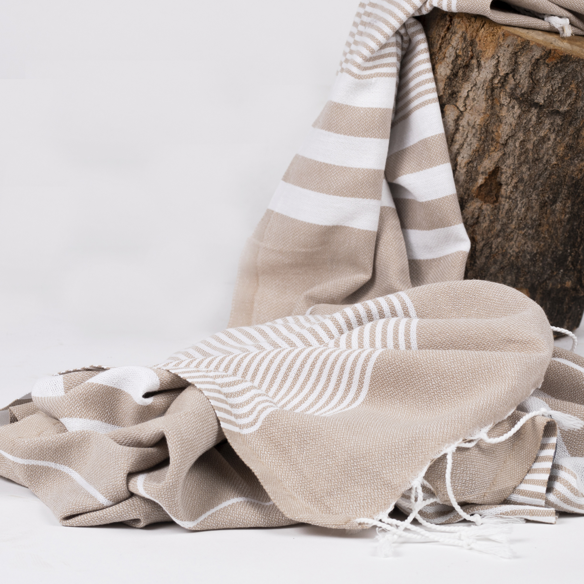 The Best Peshtemal- 90x180 cm Soft and Luxury Turkish Beach Towel- Highly Absorbent- Sand Free Pestemal Hereke Light Brown