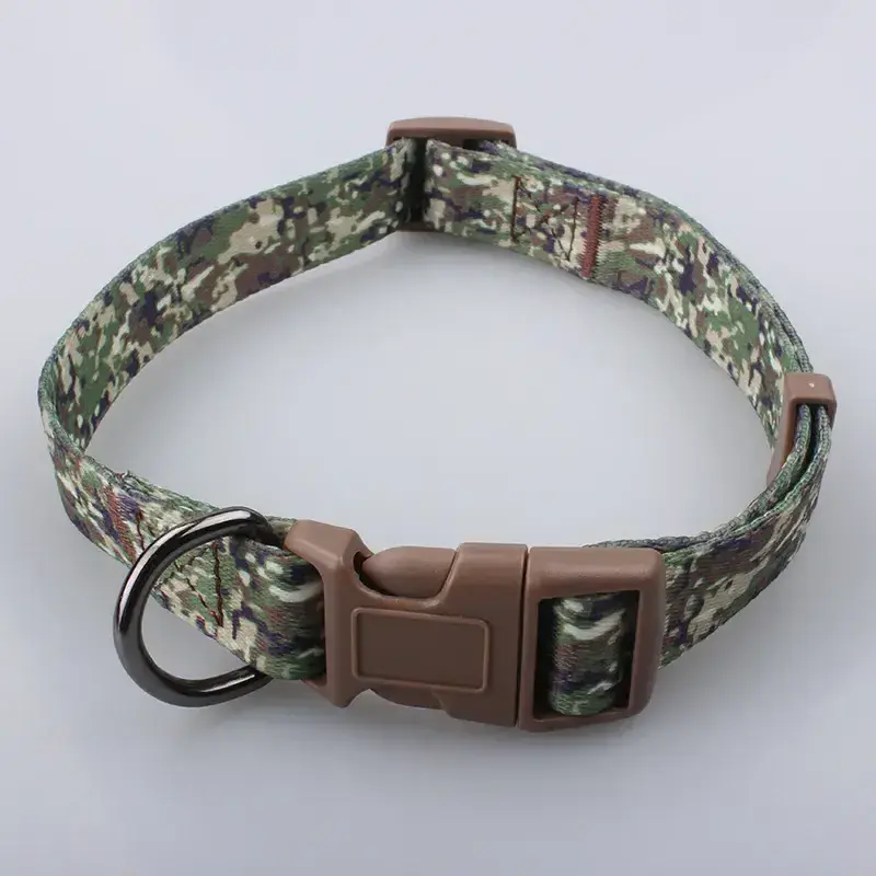 Best Quality safety comfortable Durable Nylon woodland camo dog collars Adjustable Custom Various sizes