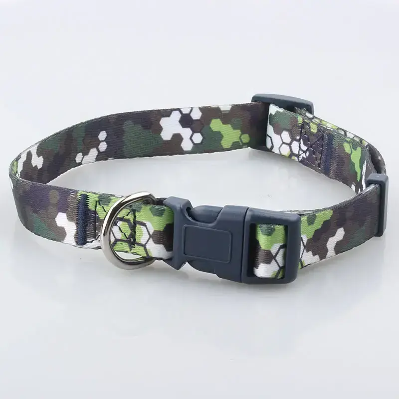 Best Quality safety comfortable Durable Nylon woodland camo dog collars Adjustable Custom Various sizes