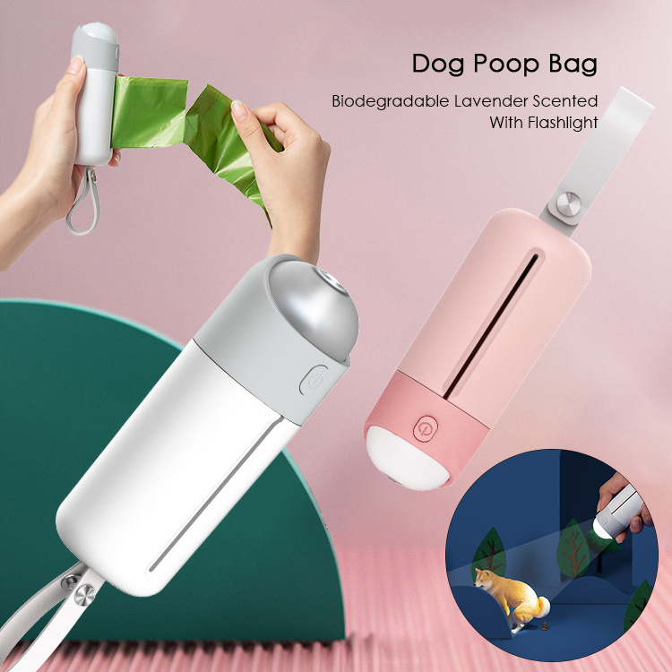 Flashlight Wholesale Dog Poop Bags Holder Dispenser Pet Waste Bags Doggy Lavender Scented Biodegradable Thick Pet Dog Poop Bag