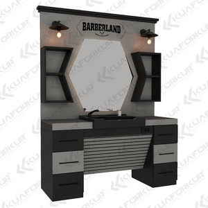 Hot Sale Special Design Barber Unit Barber Salon Furniture Set Customized Logo Sconce Lighting Barber Station Cheapest Price