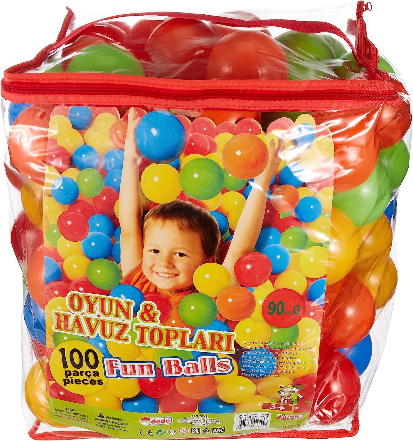 Beach and Pool Balls 100 Pieces 9cm Game And Fun Toys in a Bag Ocean Ball Pit Indoor and Outdoor Play Plastic Various Colours