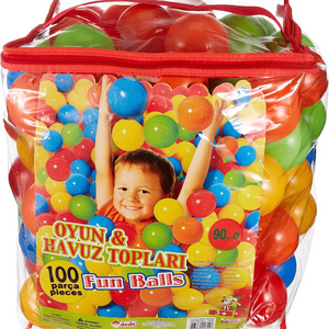 Beach and Pool Balls 100 Pieces 9cm Game And Fun Toys in a Bag Ocean Ball Pit Indoor and Outdoor Play Plastic Various Colours