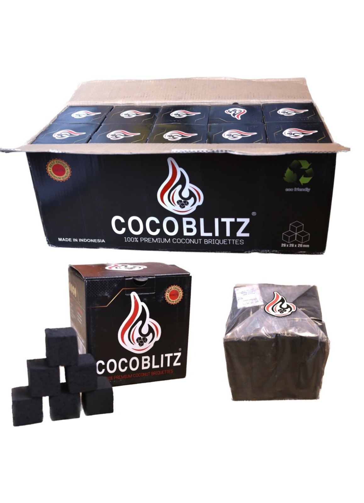 Firemax Coconut Quality Hookah Charcoal Made from Coconut Shell Compressed Long Burning Time Square Hookah Charcoal