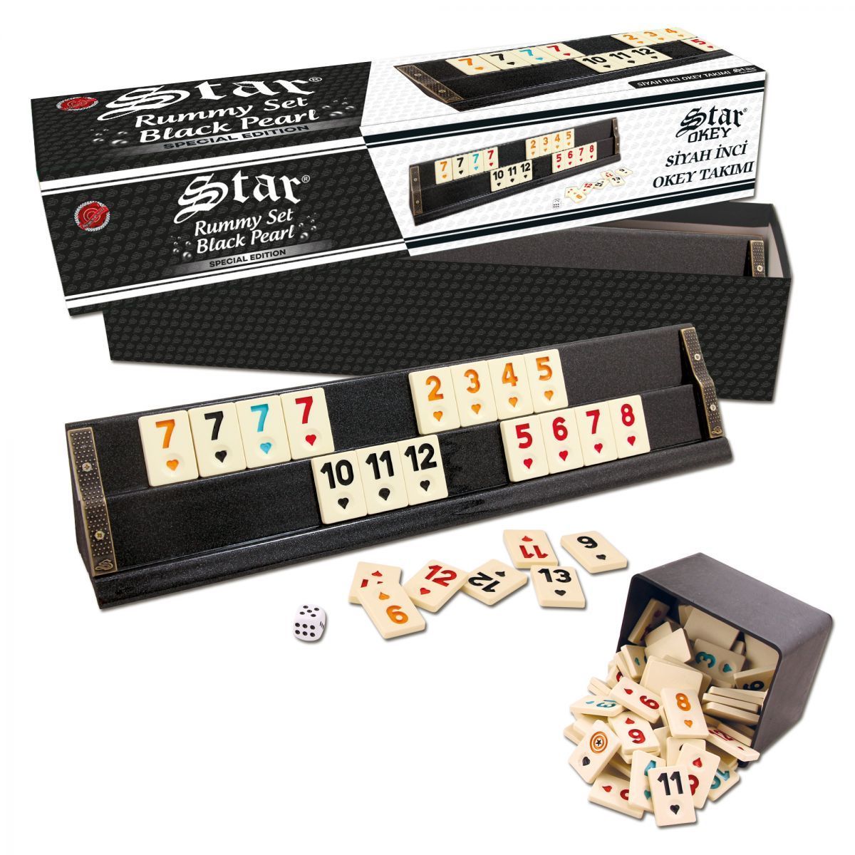 Black Pearl Okey Team Rummystar Wooden Rummy Set Wholesale Dirt-Resistant Scratch-Resistant Wipeable and Mold-Resistant