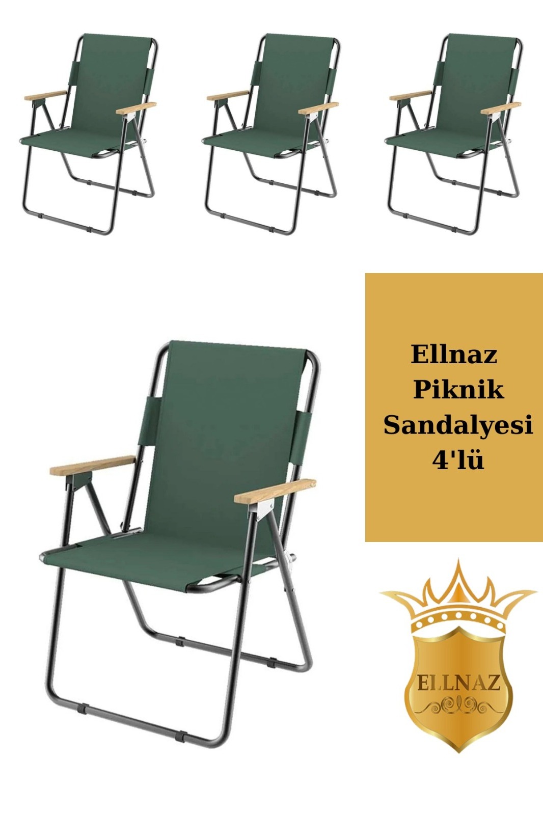 Wooden Arm Folding Beach Sea Picnic Camping Chair Set Green ELLNAZ Comfortable and Durable Camping Chair Portable