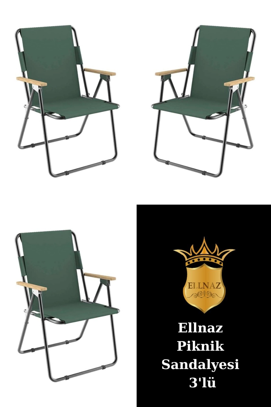 Wooden Arm Folding Beach Sea Picnic Camping Chair Set Green ELLNAZ Comfortable and Durable Camping Chair Portable