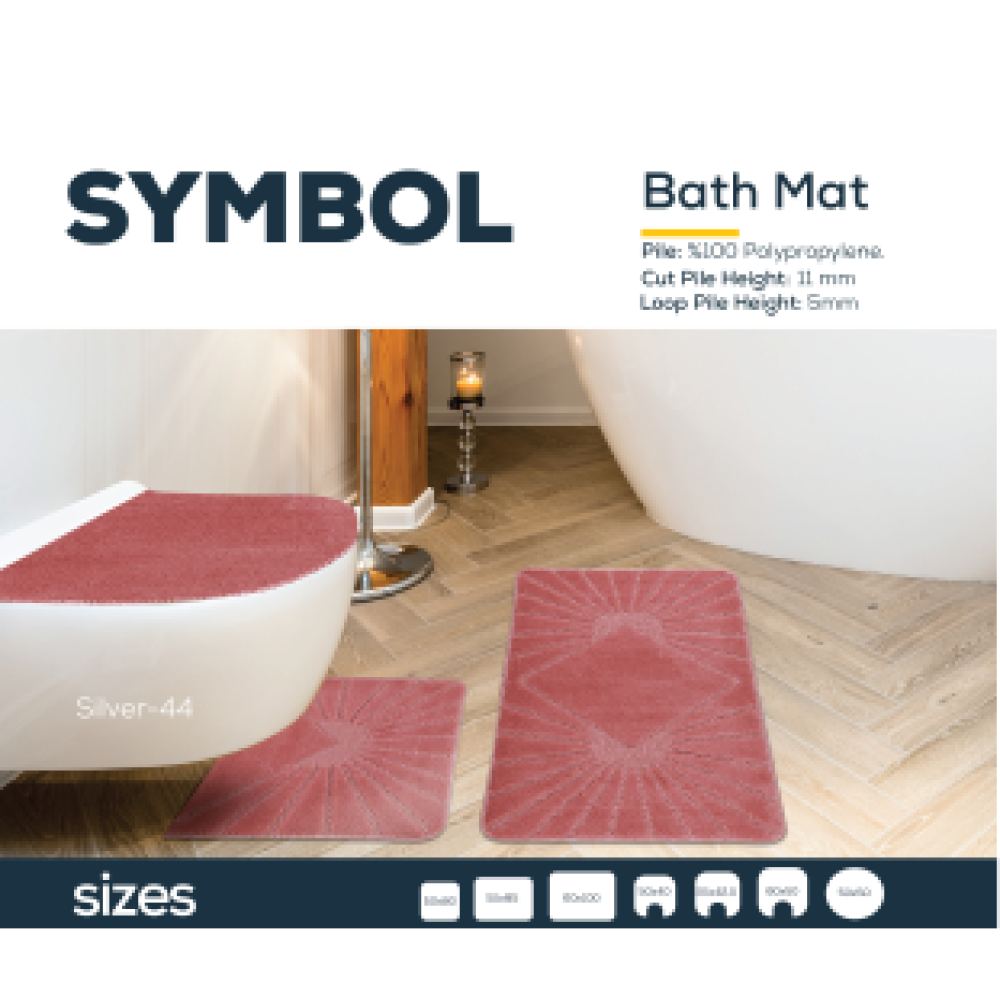 SYMBOL !!! 11MM PILE HEIGHT 1200 GR(SQM) BATH MAT COLLECTION %100 POLYPROPYLENE WASHABLE TUFTING PRODUCTS NONSLIP NATURAL LATEX