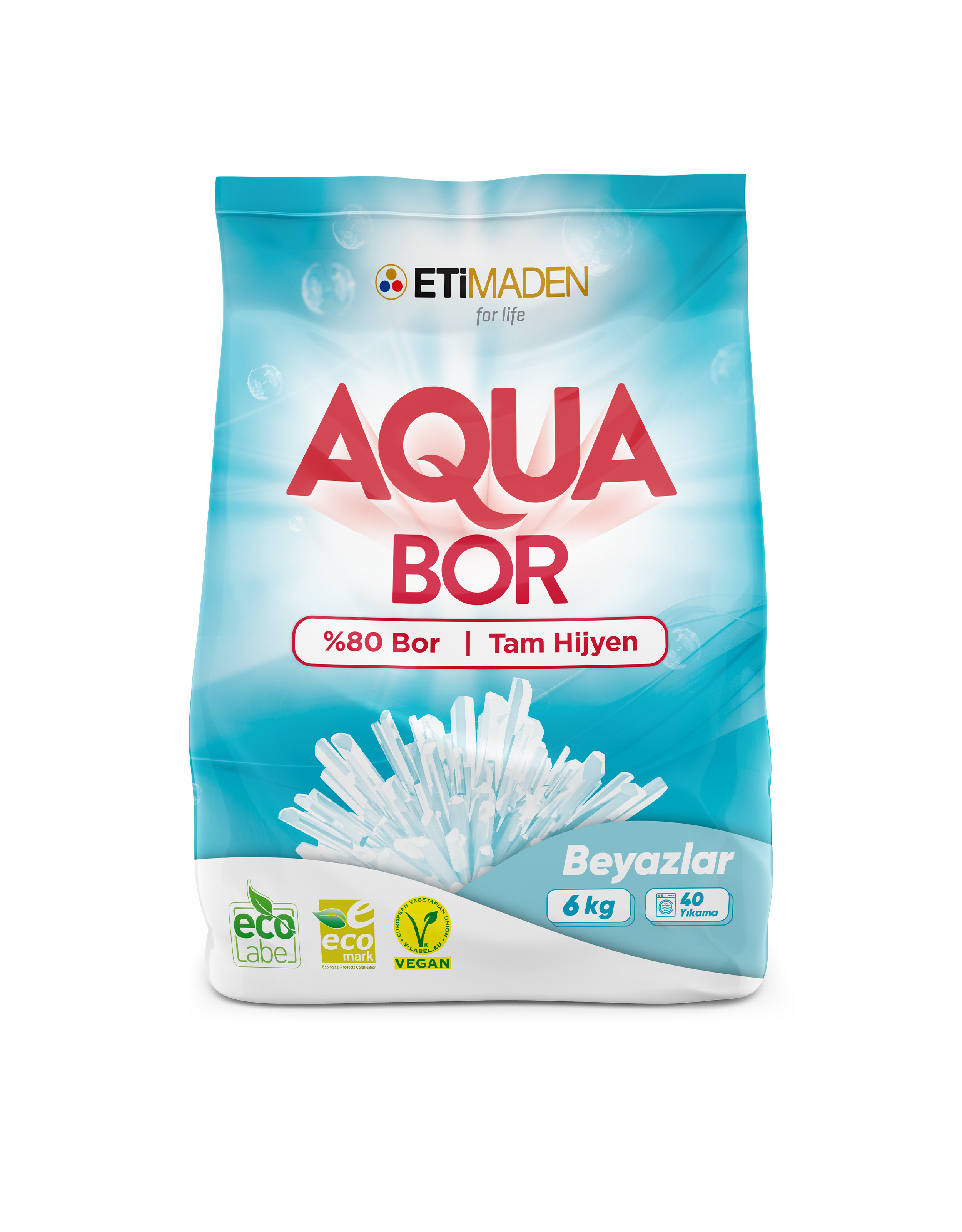 Aqua Boron Natural Mineralised Powder Detergent For White Laundry Obtained From Boron Mine Contains 80% Boron 6Kg 40 Wash