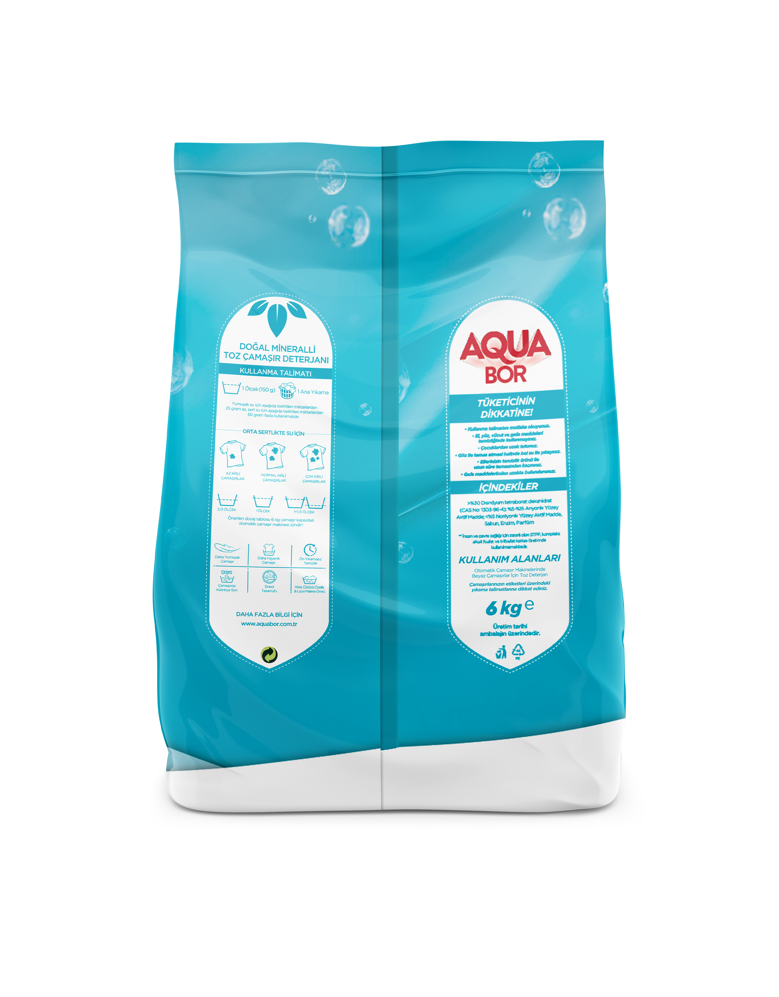 Aqua Boron Natural Mineralised Powder Detergent For White Laundry Obtained From Boron Mine Contains 80% Boron 6Kg 40 Wash