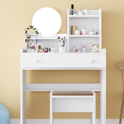 European Modern Storage Dresser With Mirror And Stool Makeup Vanity Table Bedroom Furniture