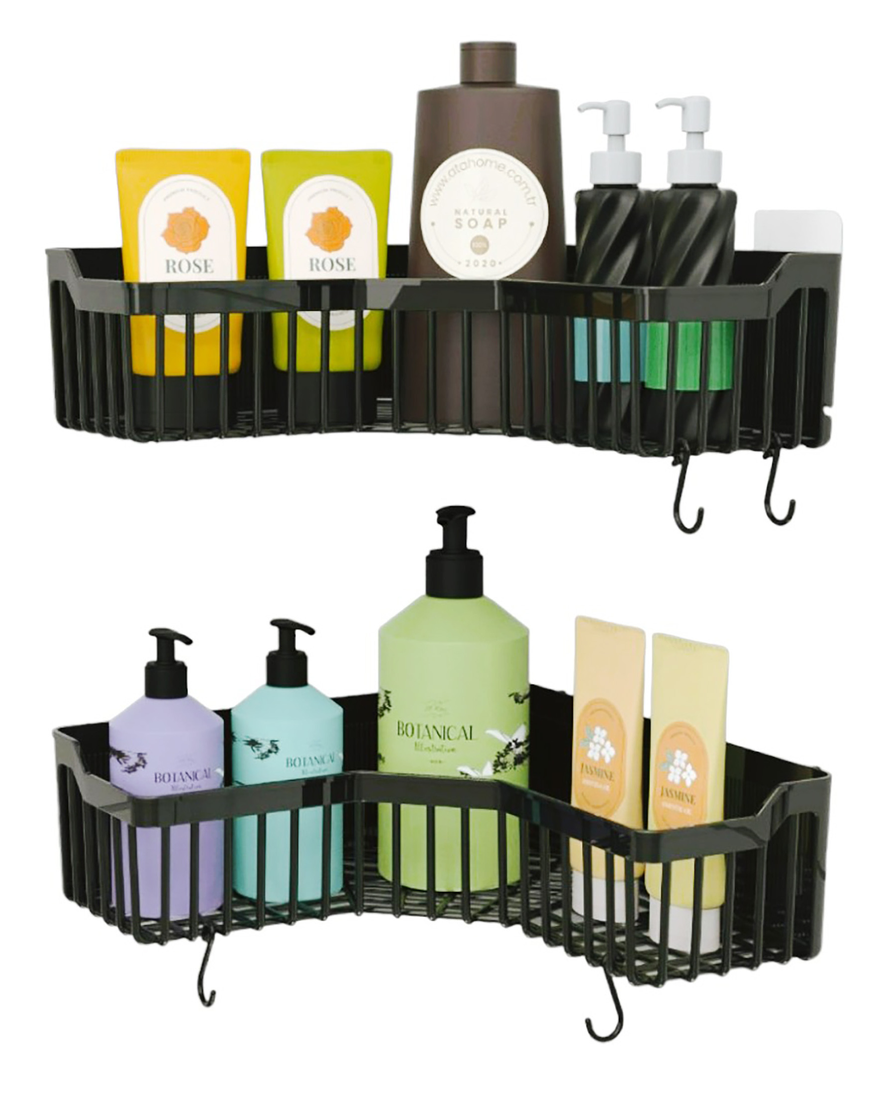 Shower Caddy Corner Storage Rack Wall Bathroom Shelves And No Drilling Black Hanging Shower Corner Organized Bathroom Organizer