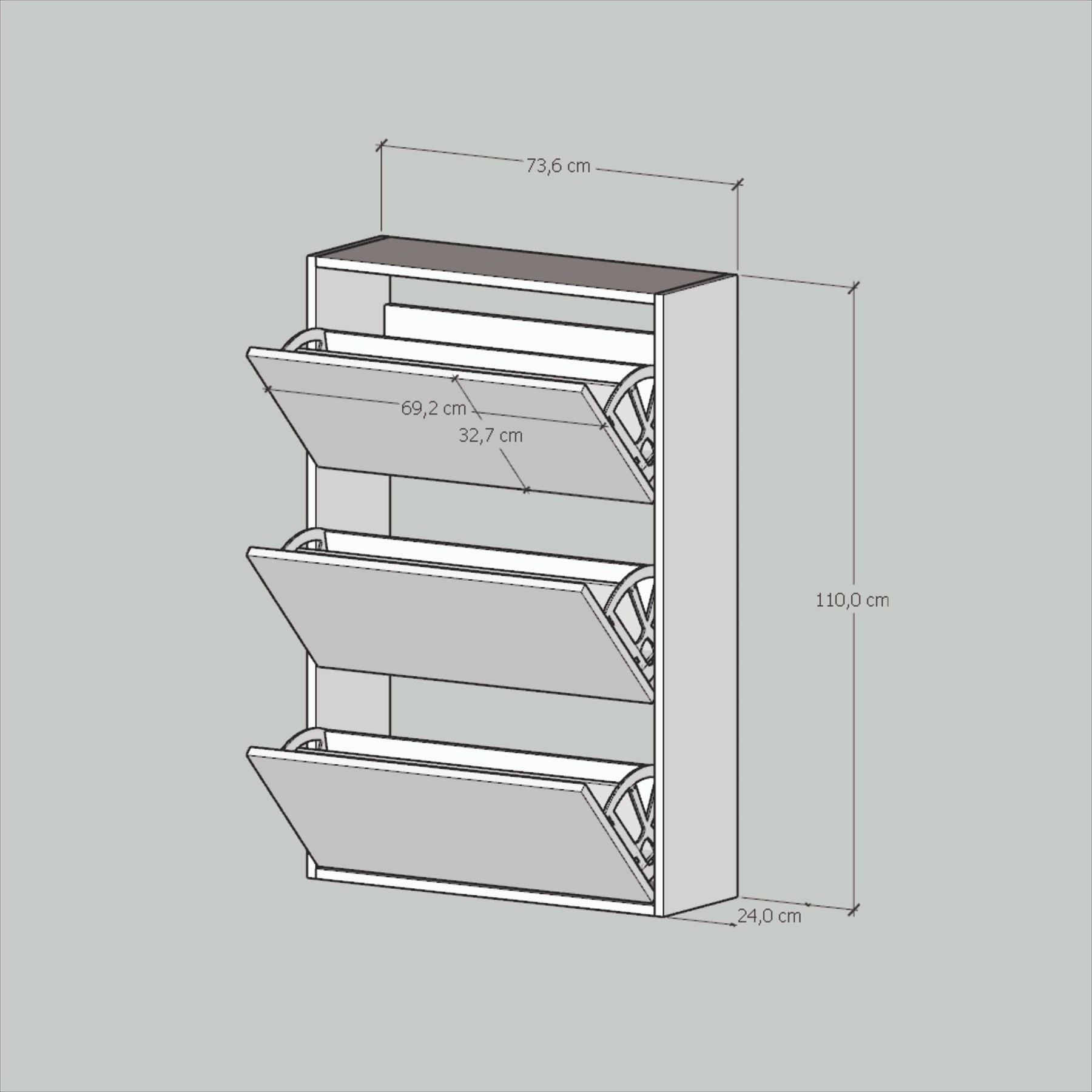 Long Lasting Shoe Rack with 3 Doors Sliding Shelf White High Quality Modern Furniture Shoe Racks