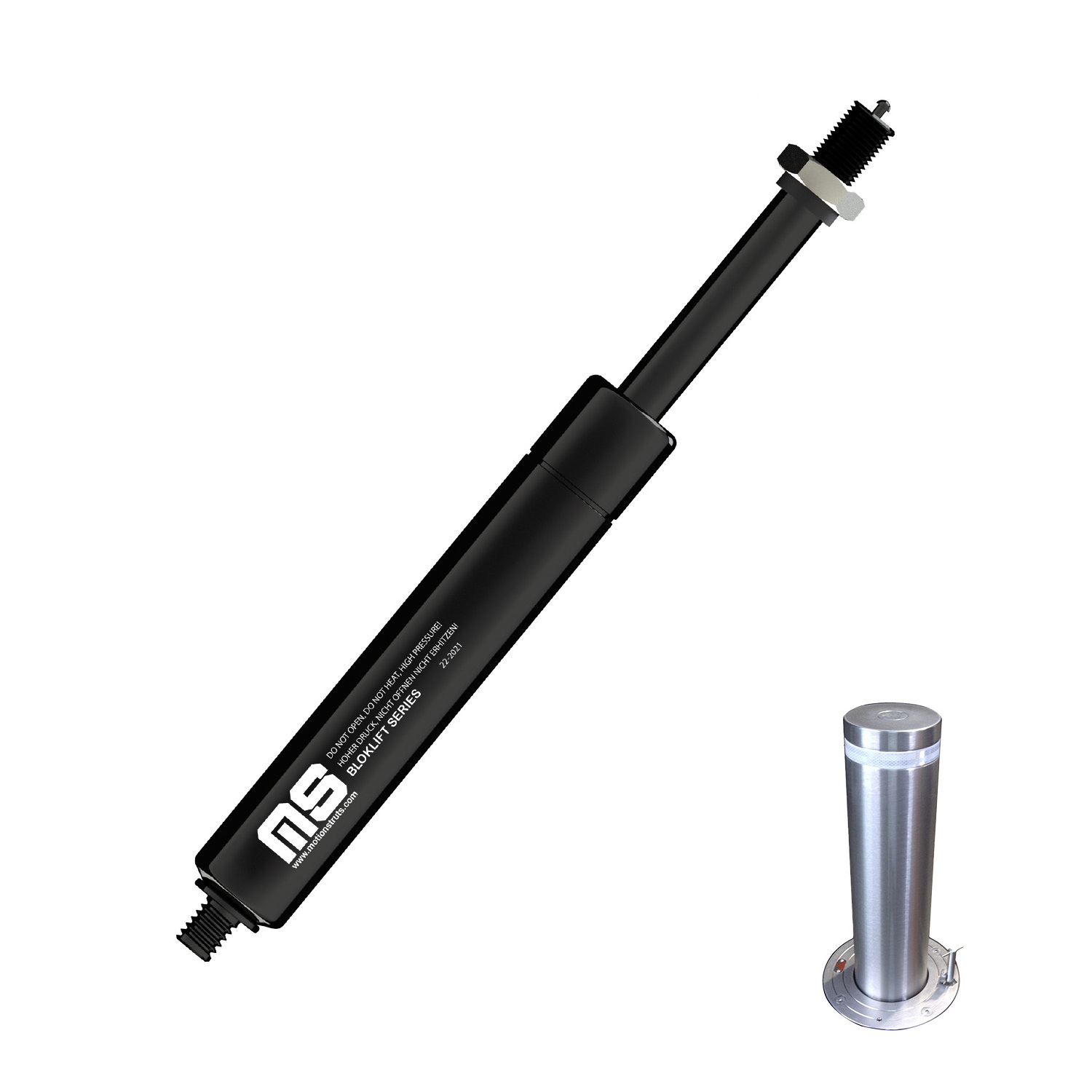 BTC21-100-386-F1 386 mm Rigid Locking Gas Spring Strut for Manually Rising Bollard 100 mm Stroke ISO Certified Factory Sale