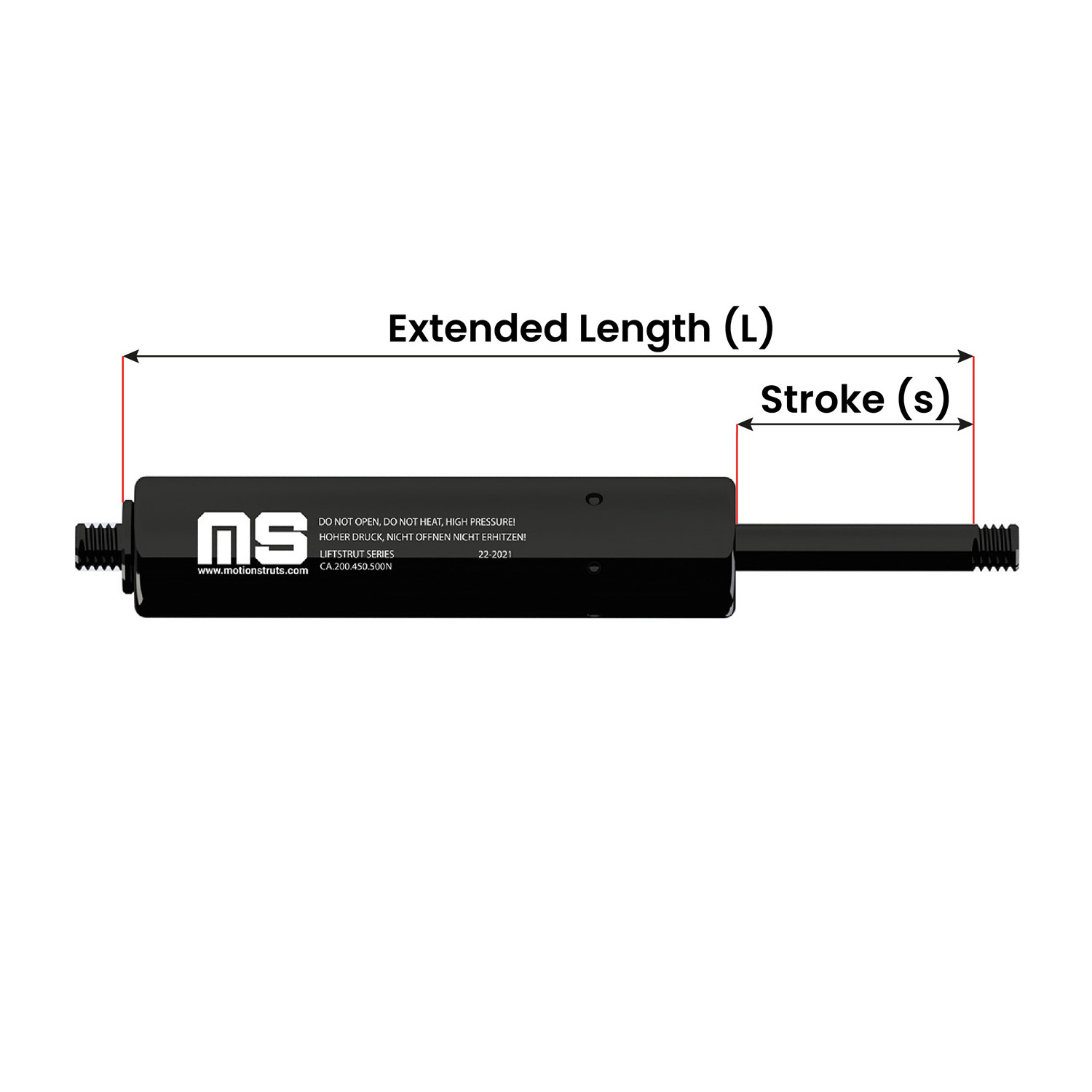 LS14AA-350-796-F1 796 mm Lift Assisting Gas Strut Lift Support Gas Shock for Caravan Restaurant Cafe 350 mm Stroke ISO Certified