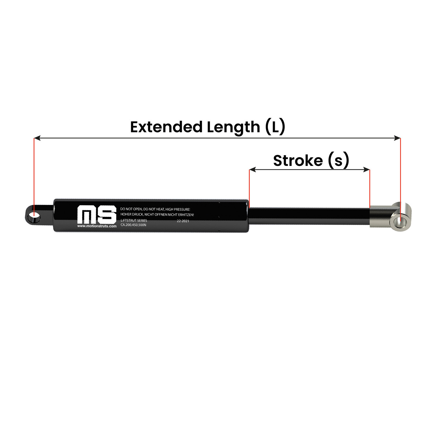 LS14ZK-300-702-F1 702 mm Push Type Gas Strut Compression Gas Shock for CAT Scan MRI X-Ray Machine 300 mm Stroke ISO Certified