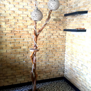 High Quality Factory Direct Wholesale Floor Lamp, decorative olive wood, two bulbs, lighting - Made in Turkey