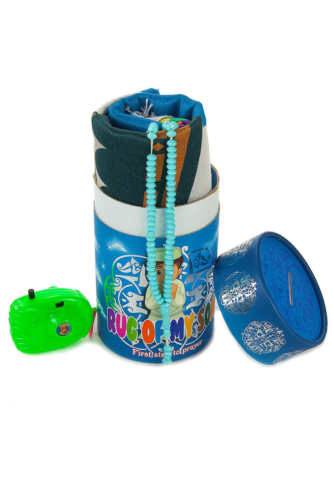 Kids Prayer Mat Gift Set Special Design Money Box Cylinder Rug Muslim Tasbeeh Useful Various Patterned Children's Prayer Rug