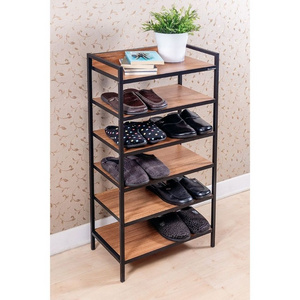 wood and metal household shoe rack multi layer economic shoe cabinet shelf shoe storage rack