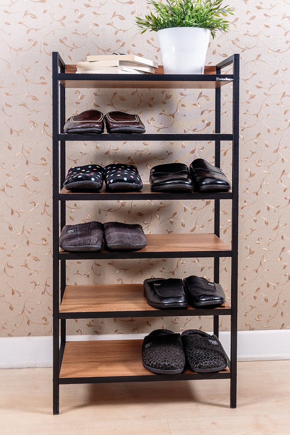 wood and metal household shoe rack multi layer economic shoe cabinet shelf shoe storage rack