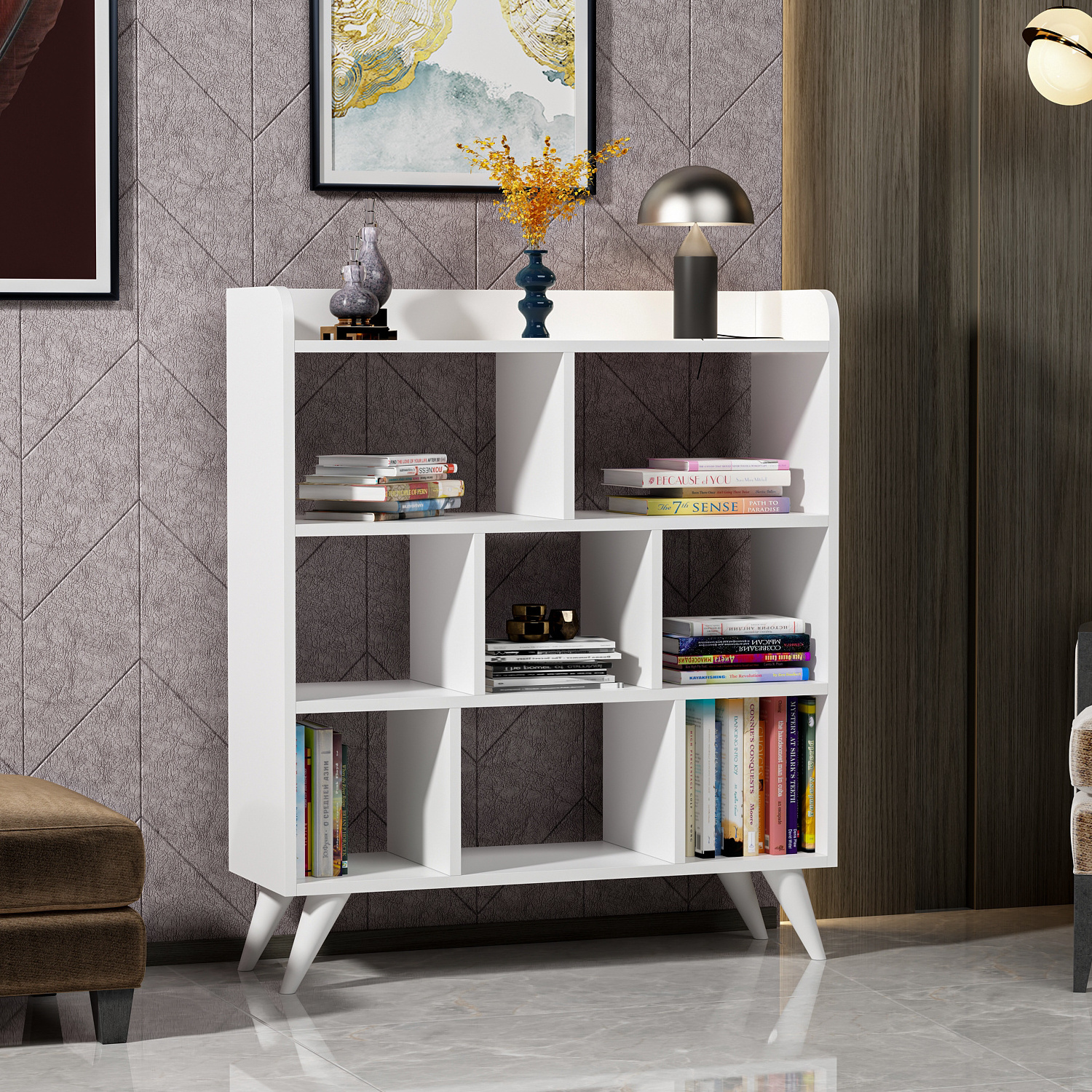 Furniture Luxury Florida Bookcase White Shelf New Premium Ouality Library Exclusive Modern Book Storage Home Decor Living Room