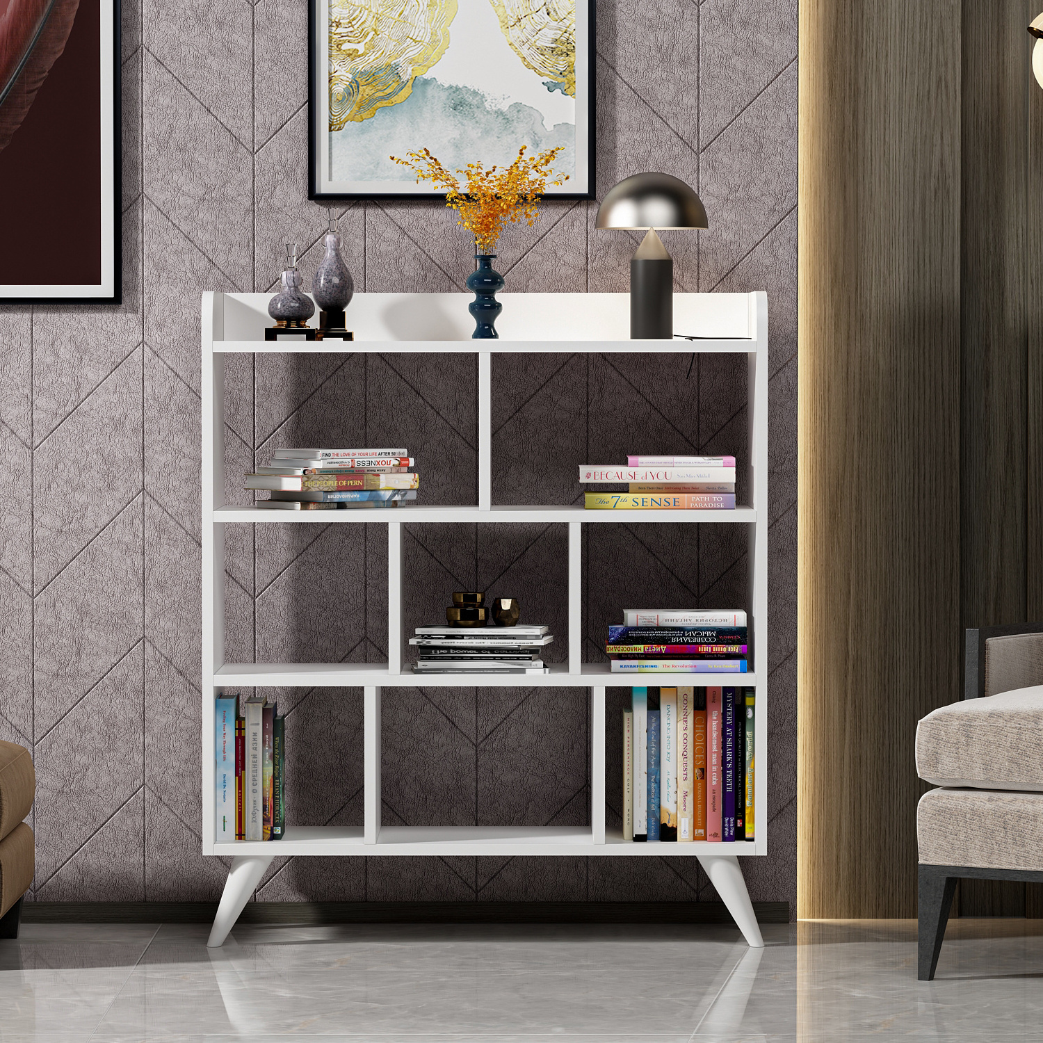 Furniture Luxury Florida Bookcase White Shelf New Premium Ouality Library Exclusive Modern Book Storage Home Decor Living Room