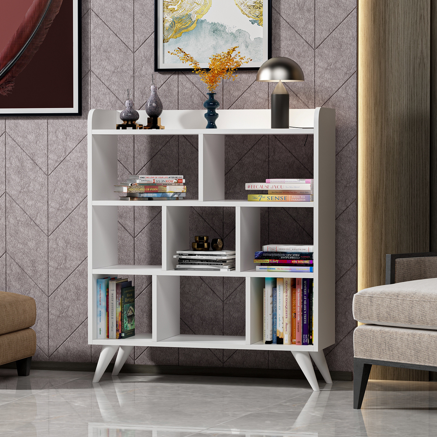 Furniture Luxury Florida Bookcase White Shelf New Premium Ouality Library Exclusive Modern Book Storage Home Decor Living Room