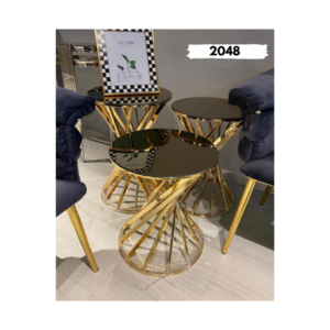 Gold Metal Black Glass Top Coffee Table Side Table Modern Design Coffee Tables for Living Room Furniture Made in Turkey 2024